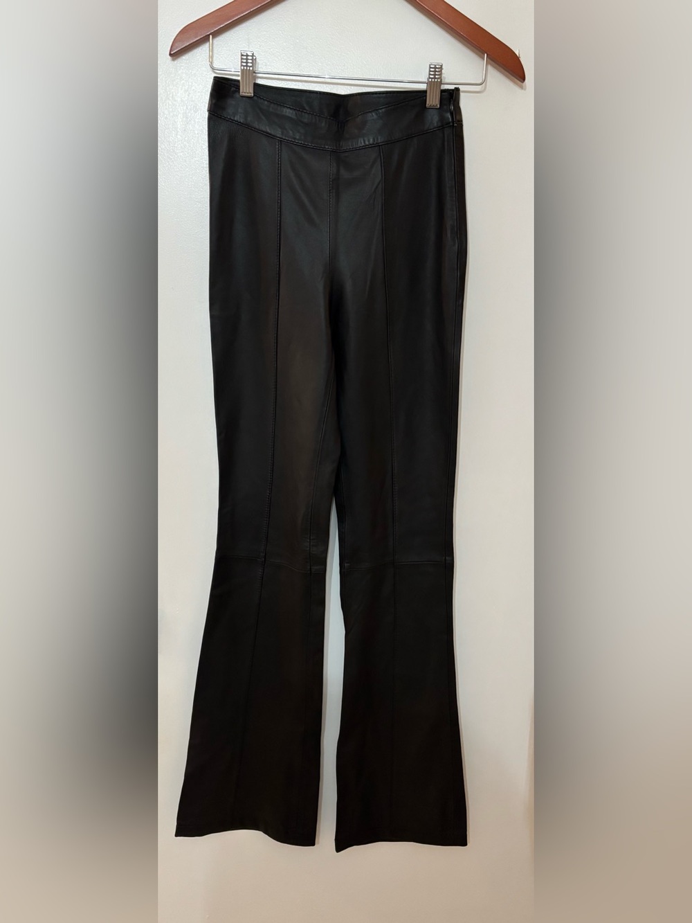 Zara Ski Collection Black Leather Flare Leg Pants Size XS NWT